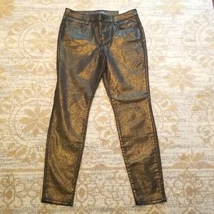 Metallic gold skinny jean